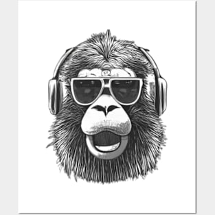 Rock On Bigfoot Sasquatch Loves Rock And Roll Sunglasses On T-Shirt Posters and Art